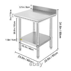 VEVOR Stainless Steel Catering Table 60X60X80 Work Bench Kitchen Worktop