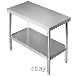 VEVOR Stainless Steel Kitchen Work Bench Prep Table Food Prep Table 48x18x34in