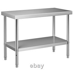 VEVOR Stainless Steel Work Prep Table Commercial Food Prep Table 2 Types
