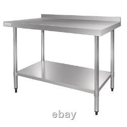 VOGUE STAINLESS STEEL TABLE WITH UPSTAND 700mm DEEP VARIOUS SIZES