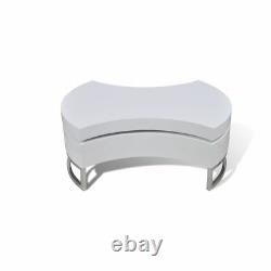 VidaXL Coffee Table Shape-adjustable High Gloss White Living Room Furniture