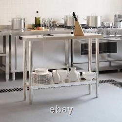VidaXL Kitchen Work Table 110x30x85 cm Stainless Steel LSO UK