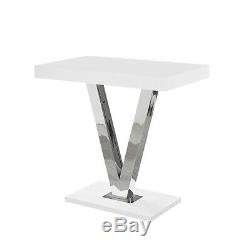 Vienna Bar Table Rectangular In White Gloss And Stainless Steel