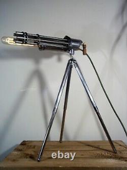 Vintage Folk Art Industrial/Steampunk Table/Floor Lamp/Light Gatling Gun Display