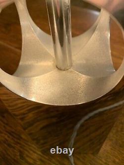 Vintage French Brutalism 1970s Stainless Steel Table Lamp, MCM, Space Age