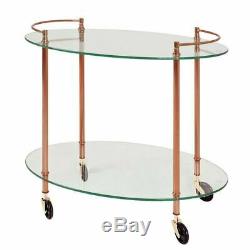 Vintage Serving Drinks Trolley Cart Metal Bar Side Table Glass Shelves Storage