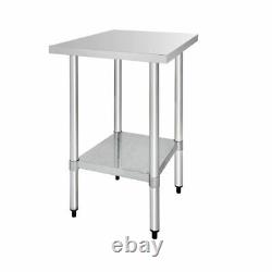 Vogue Stainless Steel Prep Table with Galvanised Under Shelf 900x600x700mm