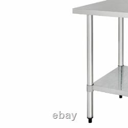 Vogue Stainless Steel Prep Table with Galvanised Under Shelf 900x600x700mm