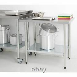 Vogue Stainless Steel Prep Table with Galvanised Under Shelf 900x600x700mm