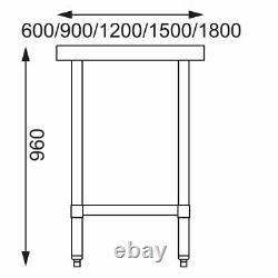 Vogue Stainless Steel Prep Table with Galvanised Under Shelf 900x600x700mm