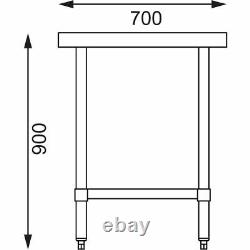 Vogue Stainless Steel Prep Table with Galvanised Under Shelf 900x600x700mm