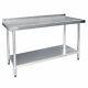 Vogue Stainless Steel Prep Table With Upstand 900x1800x600mm Commercial