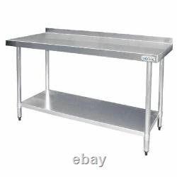 Vogue Stainless Steel Prep Table with Upstand 900X1800X600mm Commercial