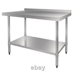 Vogue Table with Upstand in Polished 430 Stainless Steel Indoors