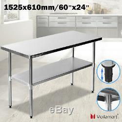 Voilamart 60 x 24 Stainless Steel Work Bench Kitchen Prep Catering Table 5x2FT