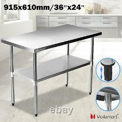 Voilamart Stainless Steel Commercial Work Bench Catering Kitchen Table 3FTx2FT