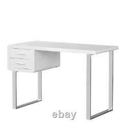 White High Gloss Computer Desk with 2 Drawers Makeup Dressing Table Home Office