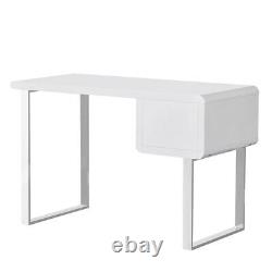 White High Gloss Computer Desk with 2 Drawers Makeup Dressing Table Home Office