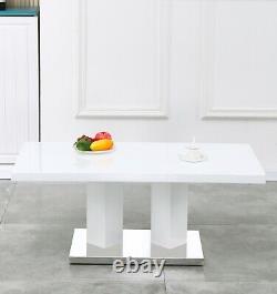White High Gloss with Stainless Steel Rectangular Coffee Table Home Contemporary