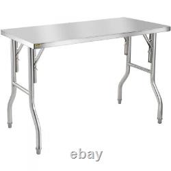 Worktable Workstation 48x24 Silver Stainless Steel Folding Kitchen Work Table