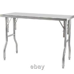 Worktable Workstation 48x24 Silver Stainless Steel Folding Kitchen Work Table