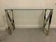 Zenn Contemporary Stainless Steel Clear Glass Console Hall Display Table