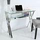 Zenn Stainless Steel Clear Glass Home Office Desk Table Lower Shelf